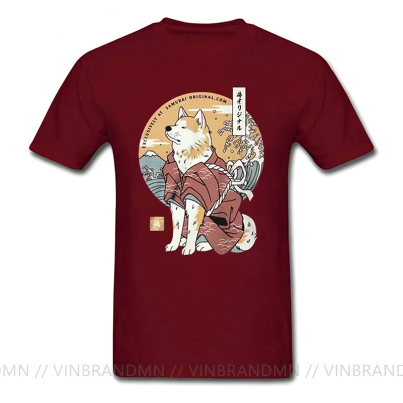 Футболка мужская с японским аниме мультяшный Самурай воин Сиба-ину Акита самурая