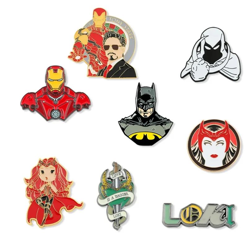 

Marvel Thor Scarlet Witch Deadpool Iron Man Brooch Cartoon Badges for Jackets Metal Badge Pins Backpack Jeans Decorative Gift
