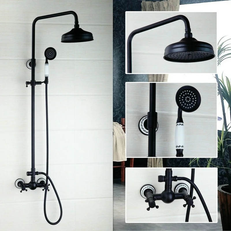 

ORB 2 Function Shower Faucet Set Wall Mount Rain Head 2 Handles Mixing Valve Tap Handle Faucet Bathroom Shower Combo