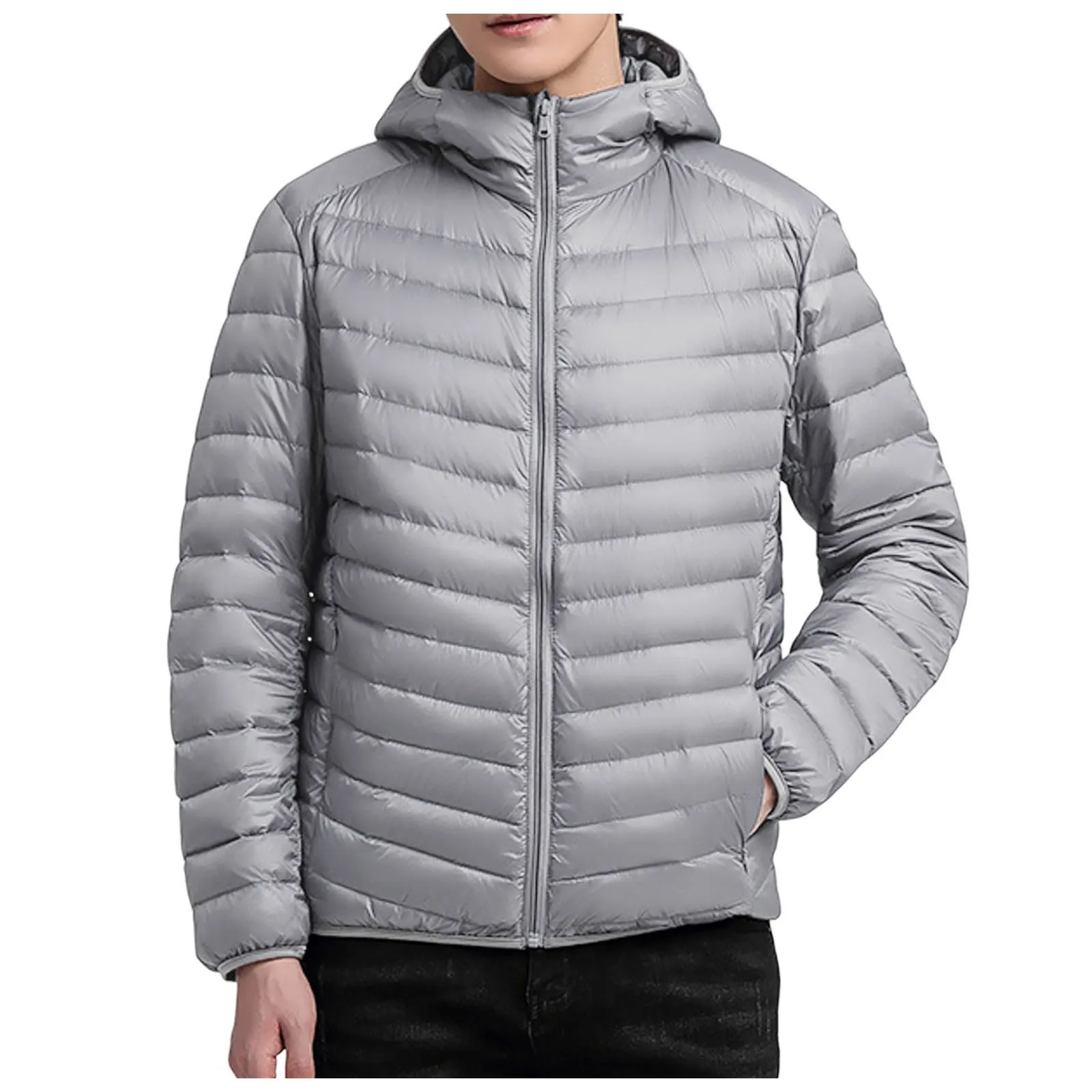 Мужская куртка пальто ветровка свободная легкая осенне-зимняя на молнии с