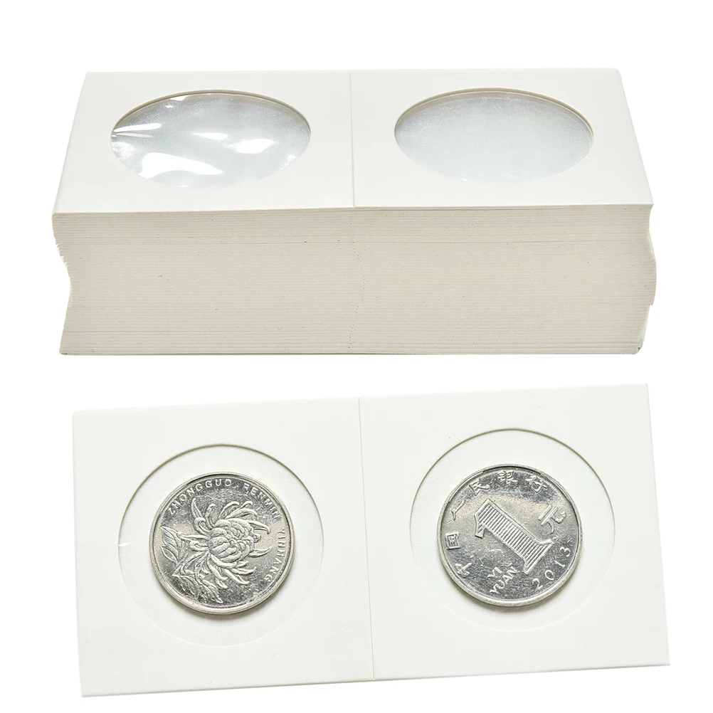 

50 Pcs Double Holes Coin Holders Paper Case 2X2" Flip 35mm New Commemorative Coins Collection Storage Box Dustproof