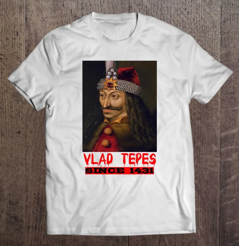 

Vlad Tepes с 1431 года, футболки с Дракулой, вампиром, Трансильванией, вампирами, футболки, рубашки для мужчин, мужская одежда, женские футболки, топ...