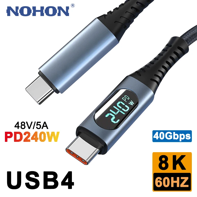

USB4.0 40Gbps USB Type C Cable PD3.1 240W Blazing-Fast Charging Cable 8K@60Hz for PS5 Nintendo Switch MacBook Pro Galaxy S22 S23