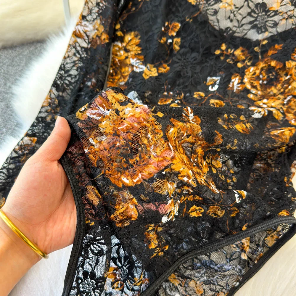 Hotsweet элегантный квадратный воротник с длинными рукавами шикарные прозрачные