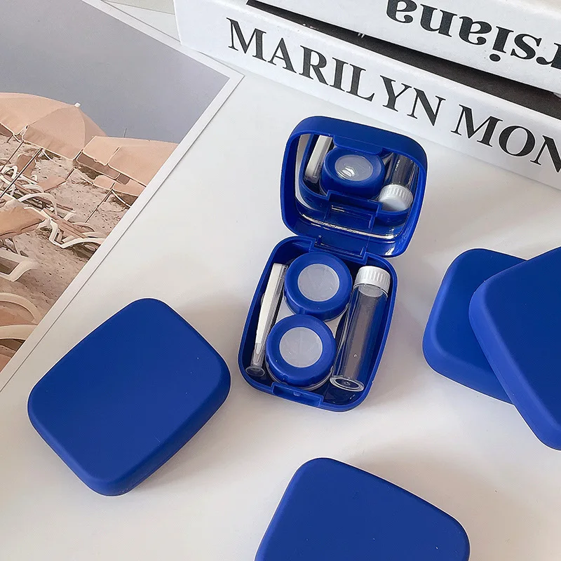 

Компактный и простой женский дорожный контейнер для контактных линз для девочек контейнер для хранения однотонный матовый цветной футляр ...