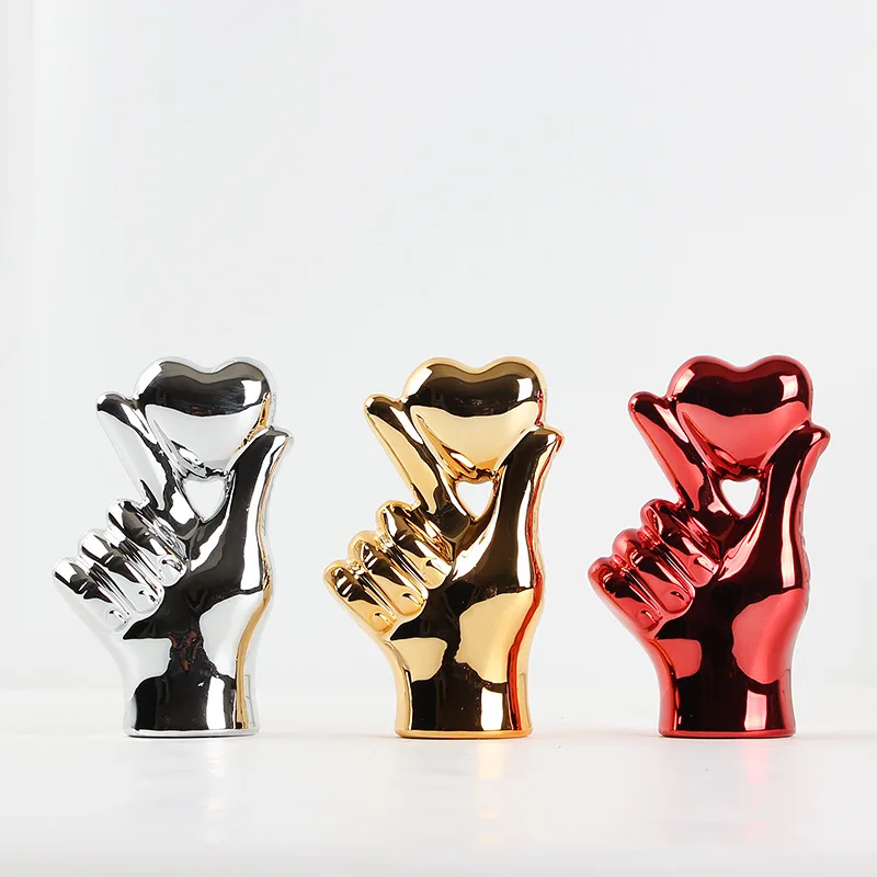 Золотистые и Серебристые керамические украшения на День святого Валентина жесты