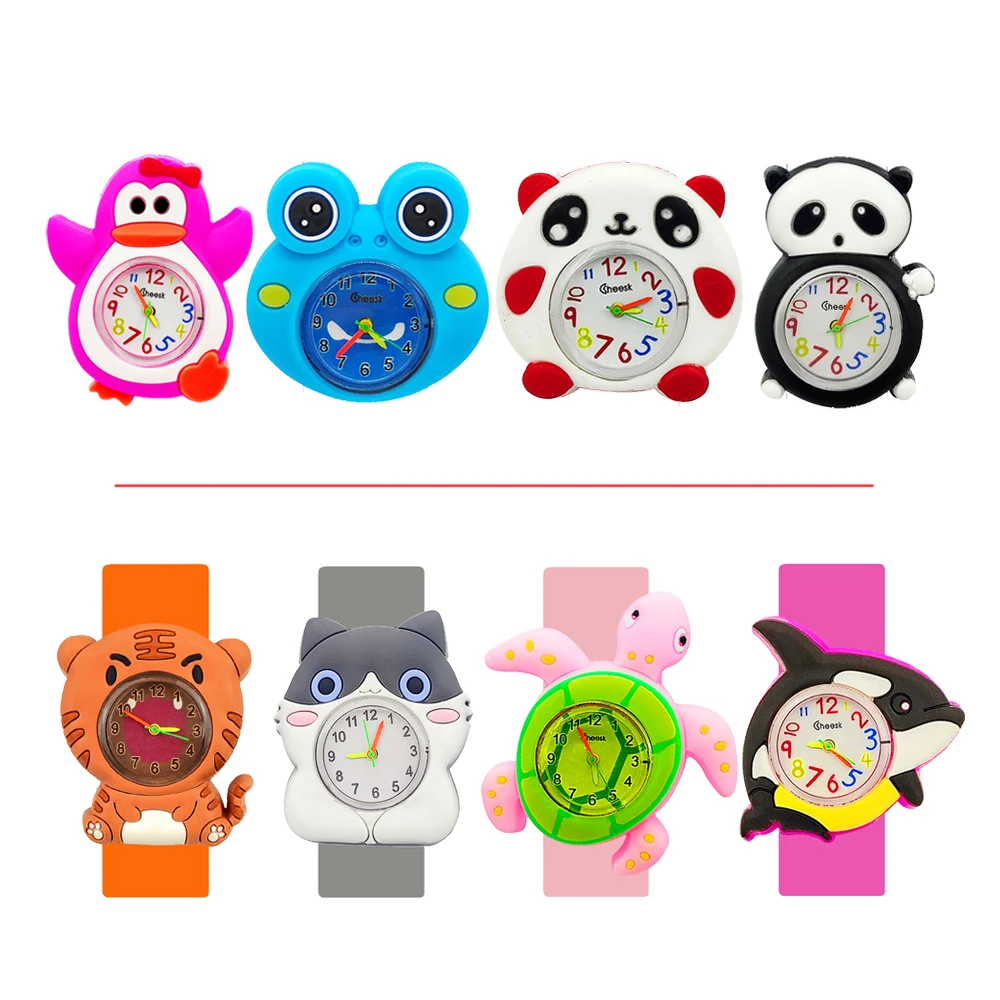 

Cartoon Children Watch Clock Baby Study Look Time Toy Slap Bracelet Ring Kids Quartz Watches Boys Girls Kid Best Birthday Gift