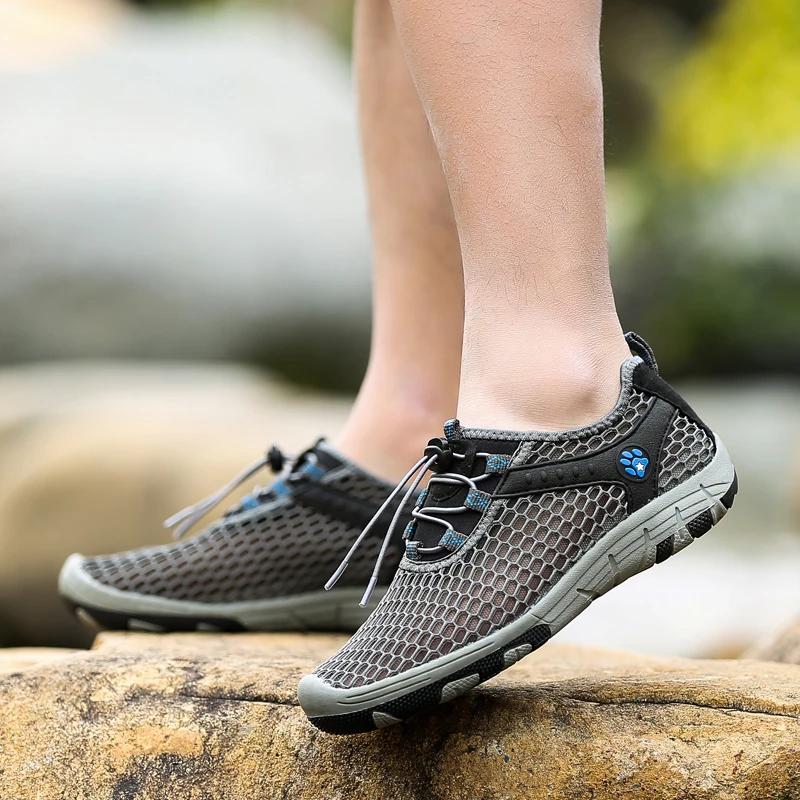 Men Women Wading Shoes Outdoor Water Shoes Summer Mesh Slip-on Breathable Outdoor Sports Terkking Sneakers
