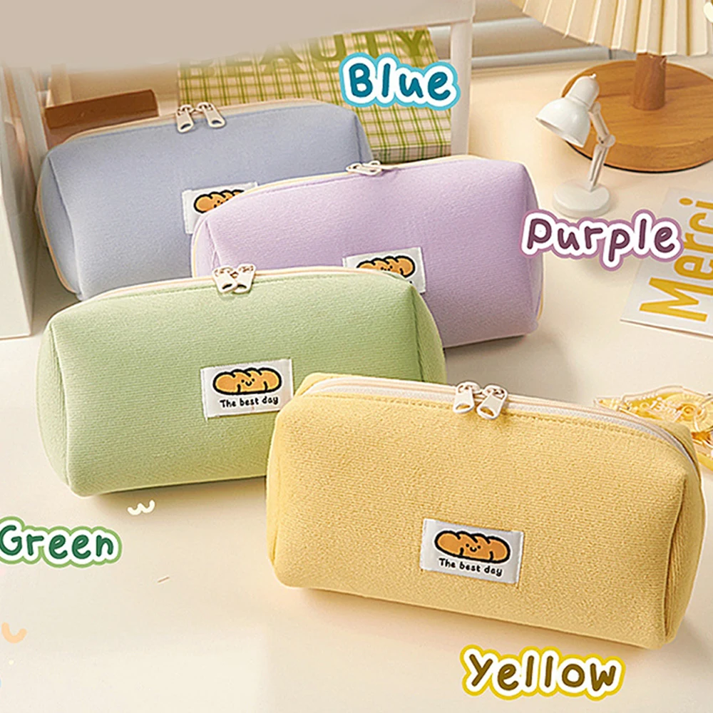 

Small Fresh Students Pencil Cases Stationery Large Capacity Corduroy Pen Boxes Pencil Pouch Big Opening Pen Case Storage