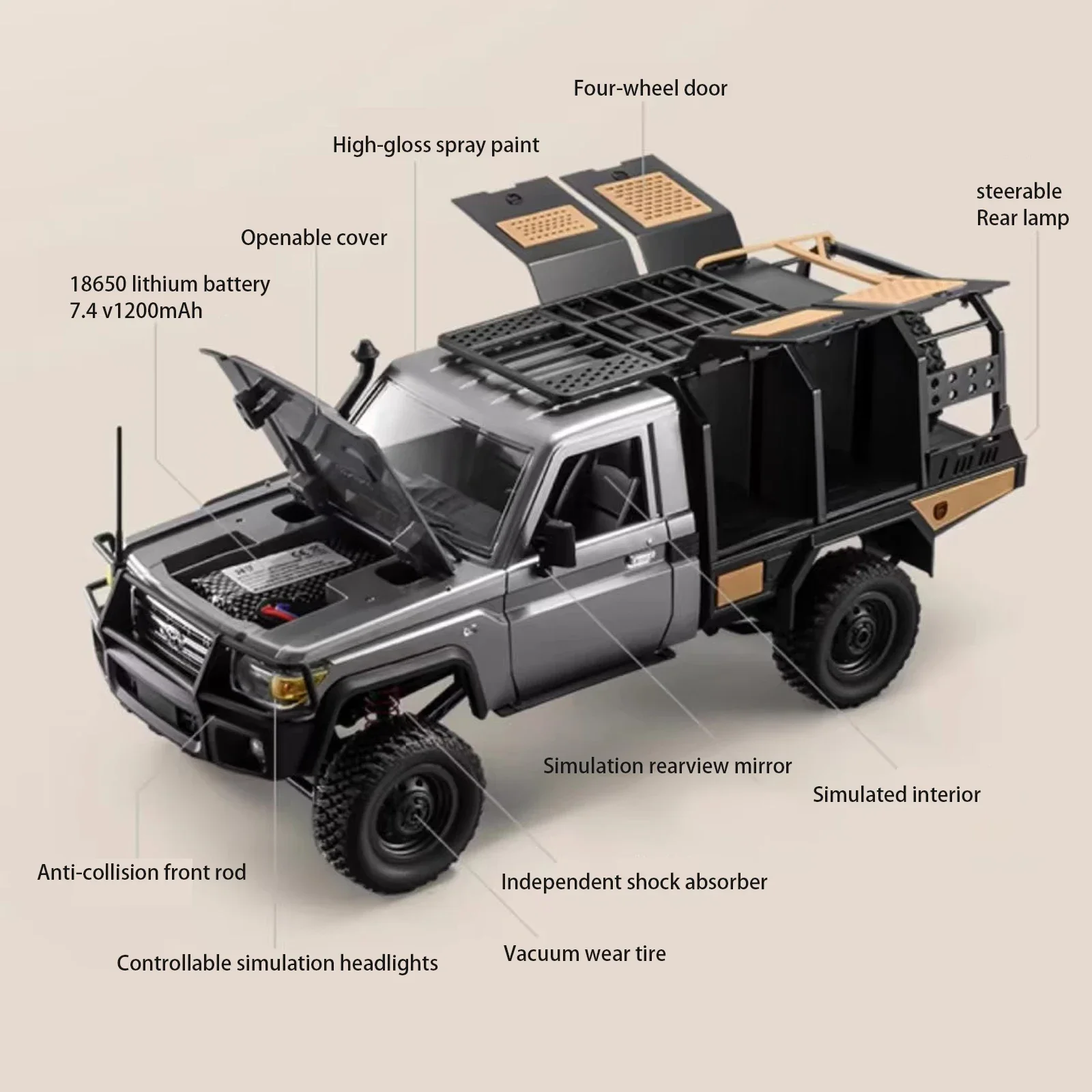 1/12 полномасштабный электрический дистанционный пикап MN82S LC79 4WD внедорожный