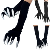 1 pair scary props black mittens gloves with claws ghost claws gloves funny festival witch cosplay costume party gloves
