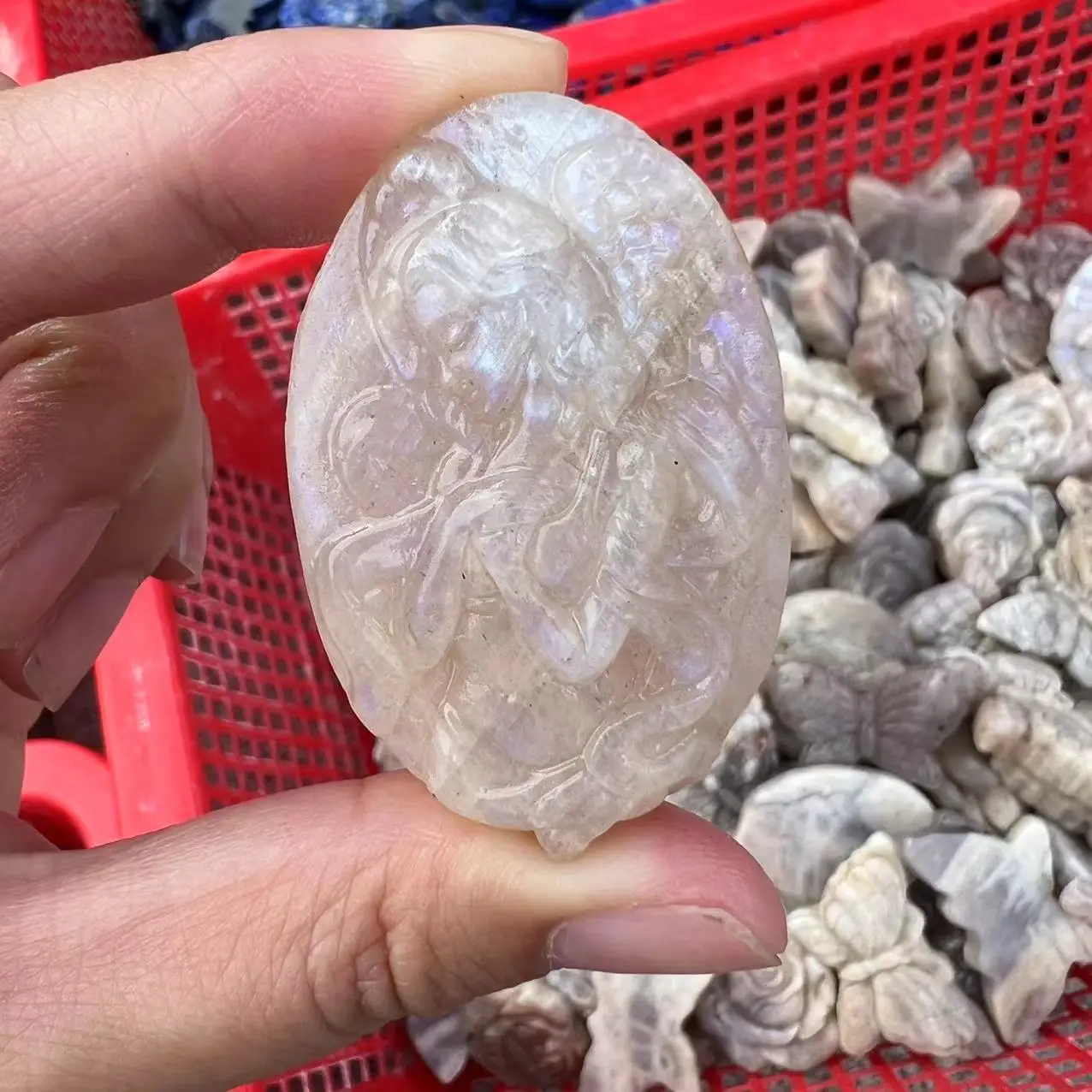 

Natural crystal stones carvings bMoonlight ash raw gemstones healing quartz carved pendant gifts