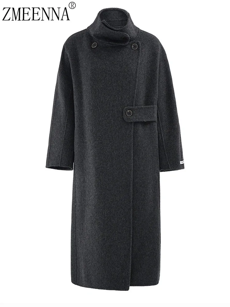 ZMEENNA темно-серое толстое длинное шерстяное пальто большого размера Новое Женское