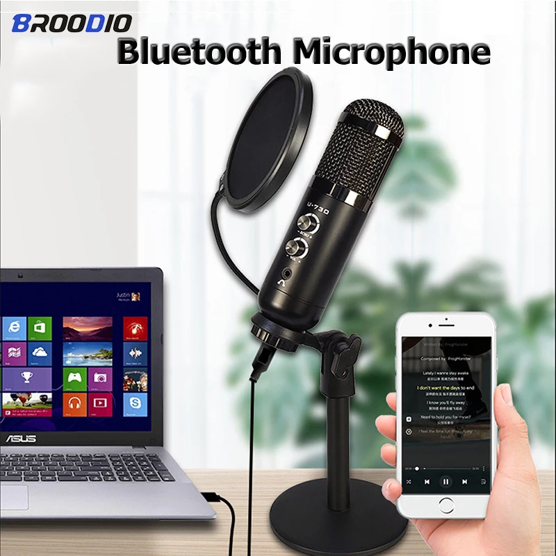 

Wireless Bluetooth Condenser Microphone For Live Streaming Computer Recording Singing Mic Professional USB Karaoke Microphones