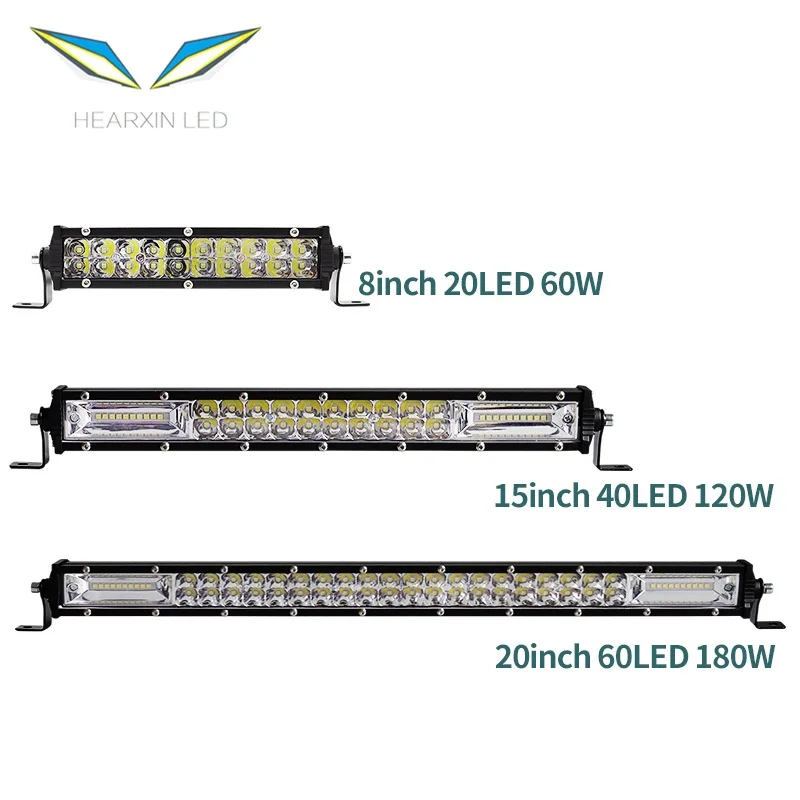 

Hearxin Super Slim 8" 15" 20" LED Light Bar Spot Flood 60W 120W 180W Led Bar ATV SUV barra LED 4x4 Off Road LED Work Light