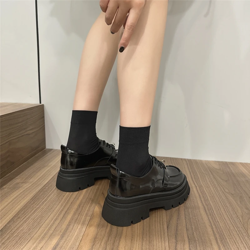 AIYUQI Loafer Shoes For Women 2023 New Locking Genuine Leather Women Shoes British Style Platform Uniform Shoes For Women