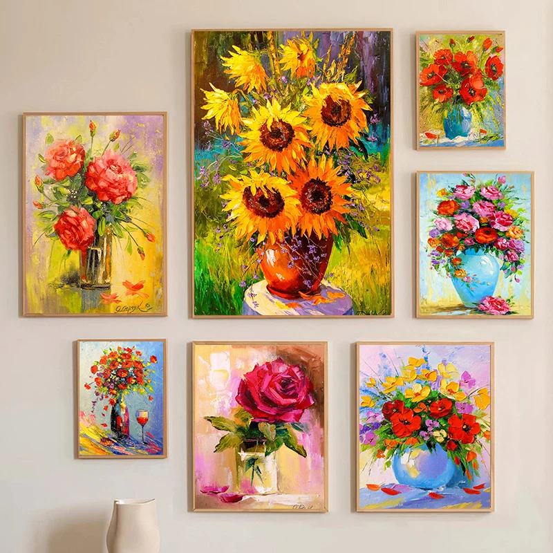 

Abstract Watercolour Blue Orange Flower Oil Painting on Canvas Poster and Print Picture Wall Art Cuadros Home Room Decoration