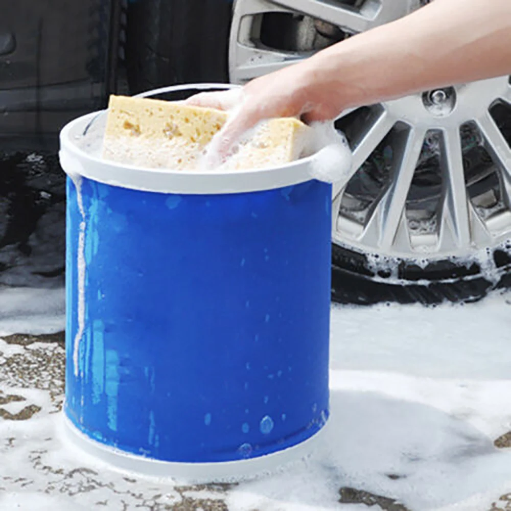

11L Portable Folding Bucket Outdoor Camping Fishing Bucket Car Storage Container Car Wash Mop Bucket Cleaning Tools
