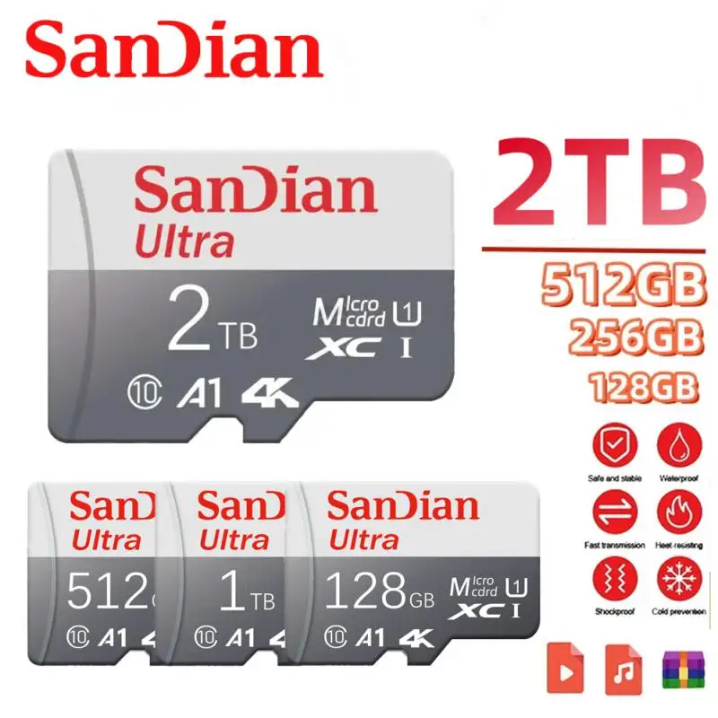 Карта памяти 128 ГБ 256 512 1 ТБ 2 4k HD класс 10 Micro TF SD флэш-карты Водонепроницаемая
