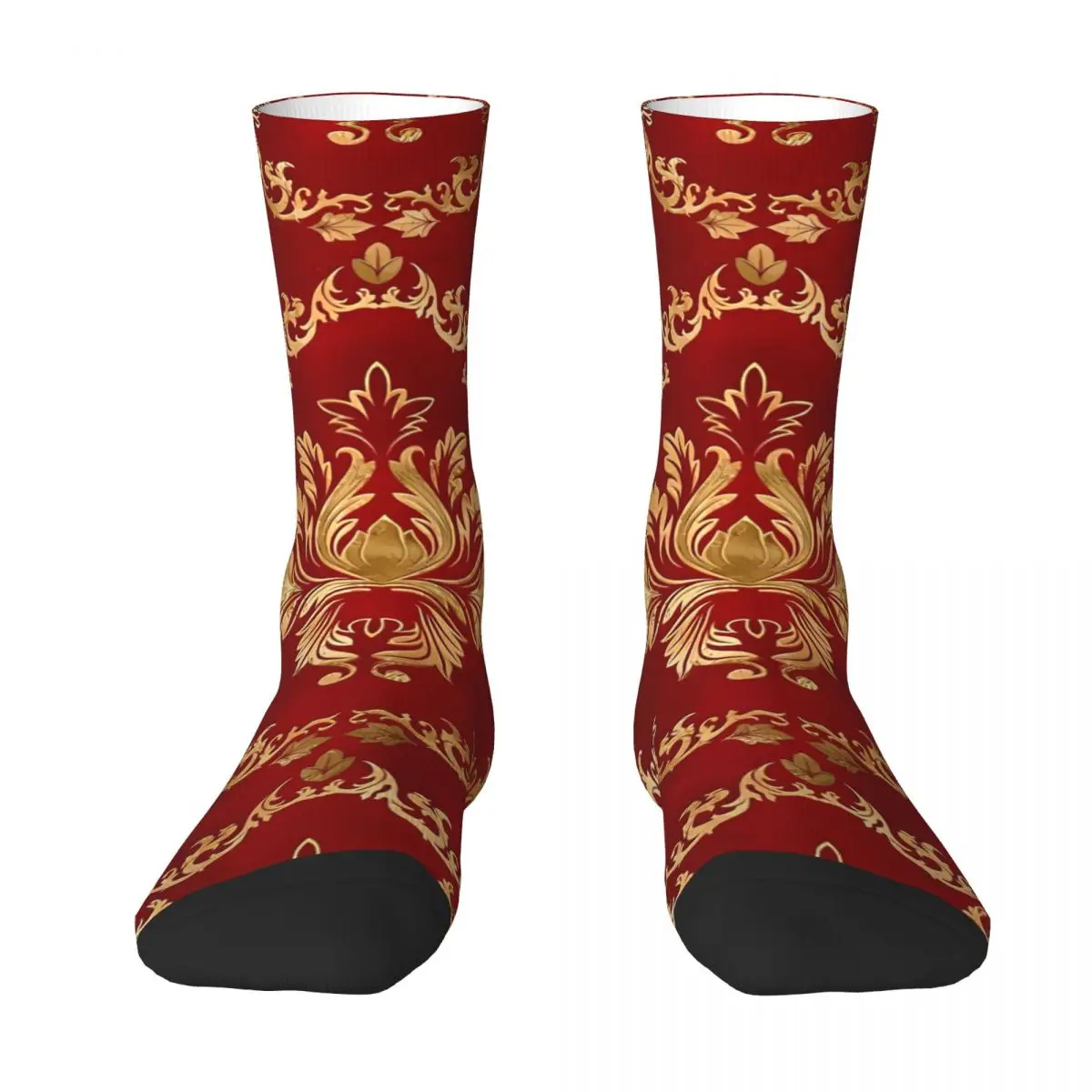 

Oriental Vintage Damask Pattern Red And Gold Sock Socks Men Women Polyester Stockings Customizable Hip Hop