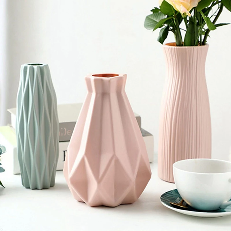 

A Nordic Style Flower Basket Plastic Vase Imitation Ceramic Large Hydroponic Green Dill Bamboo Vase Flower Pot Home Decoration