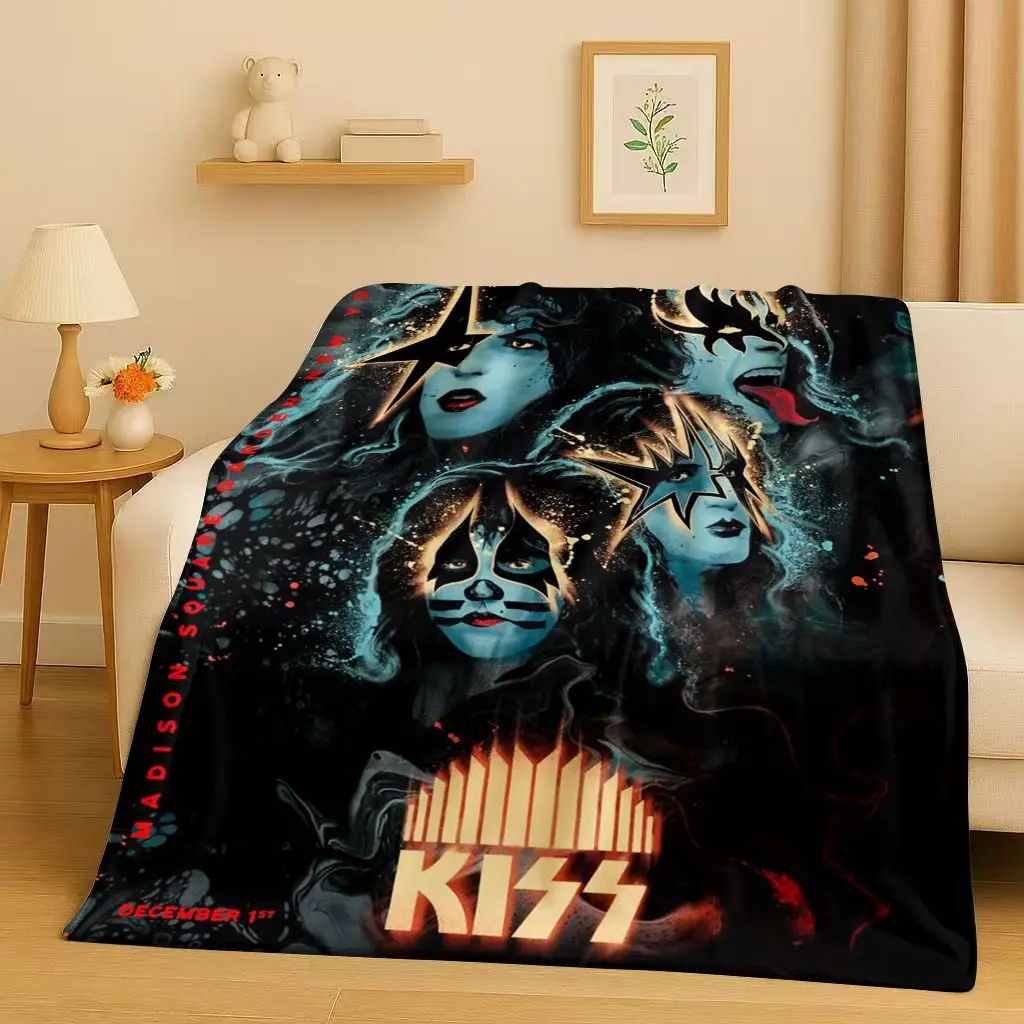 Фото 3D Classic Kiss Rock Heavy Metal Band Gene Simmons Flannel Blanket,Ultra Soft Plush Throw for Home Bedroom Bed Sofa Cover Office №2