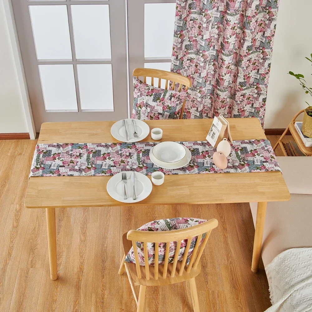 LEEJOOM Европейский стиль деревенский розовый цветочный принт скатерть полиэстер
