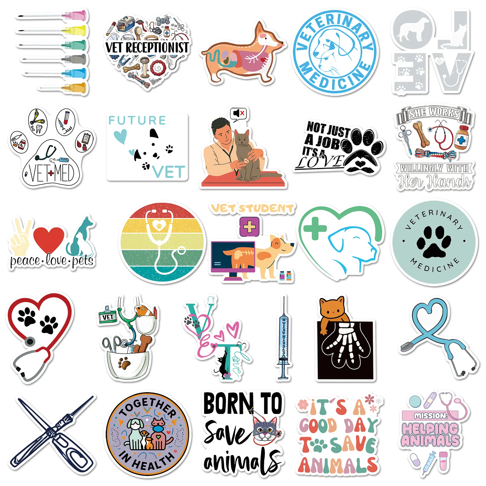 50 шт. ветеринарная серия милые наклейки с граффити чемодан ноутбук гитара