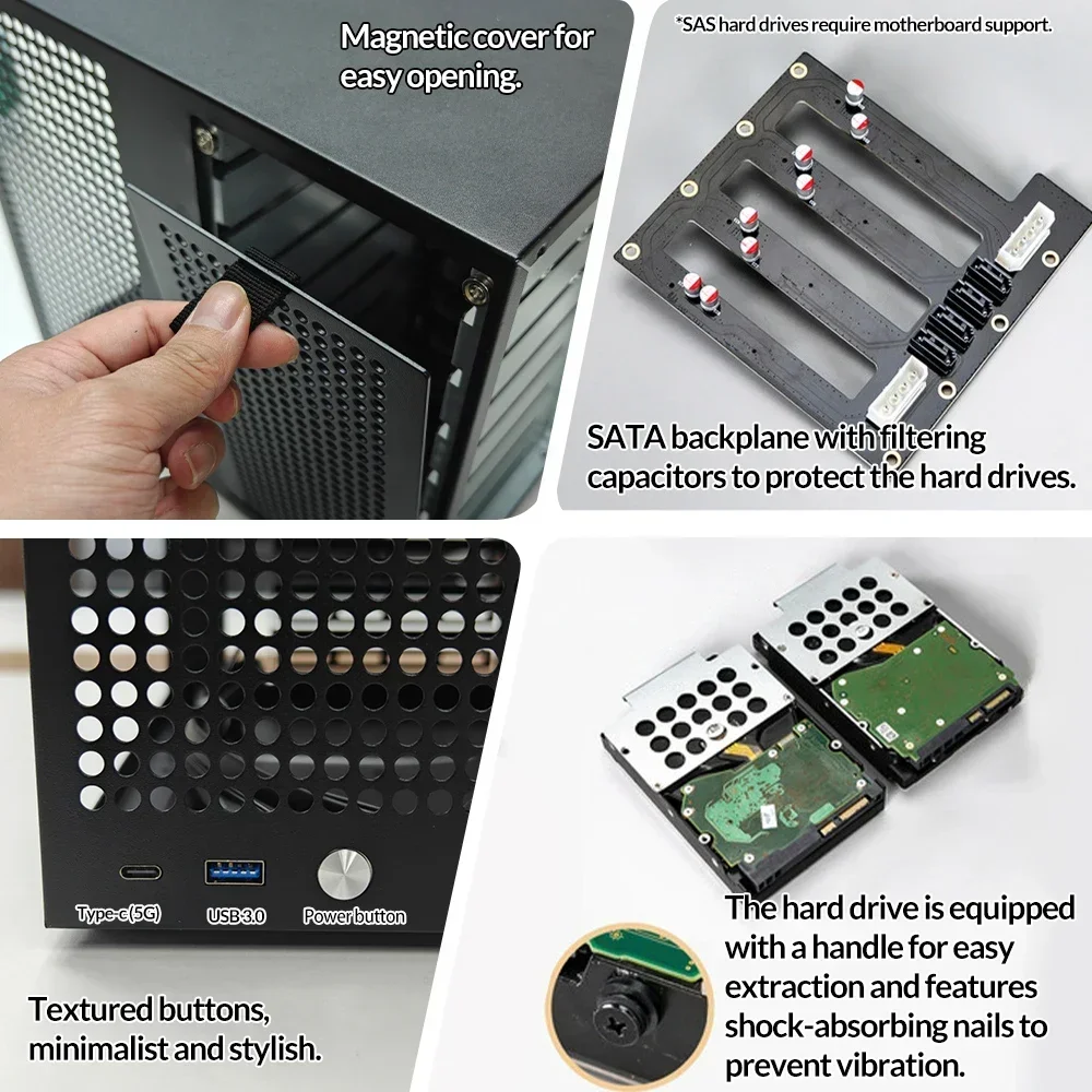 Hot Sagittarius 8-полосный NAS-шасси с корпусом объединительной платы Блок питания ATX MATX Материнская плата полной высоты PCIE UNRAID Черный Белый (art.: 3920cd5d0d8fa) - 3920cd5d0d8fa