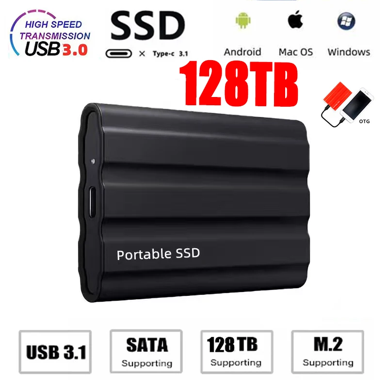 

SSD External Mobile Solid State Drive Flash 64TB TypeC USB3.1 8TB Mini Slim High Speed Transfer SSD Flash Memory Device