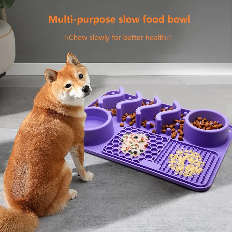 

Pet Slow Food Bowl Cat Feeding Bowl Silicone Dog Feeding Licking Mat Dog Healthy Slow Food Feeder Bowl Mat Pet Supplies