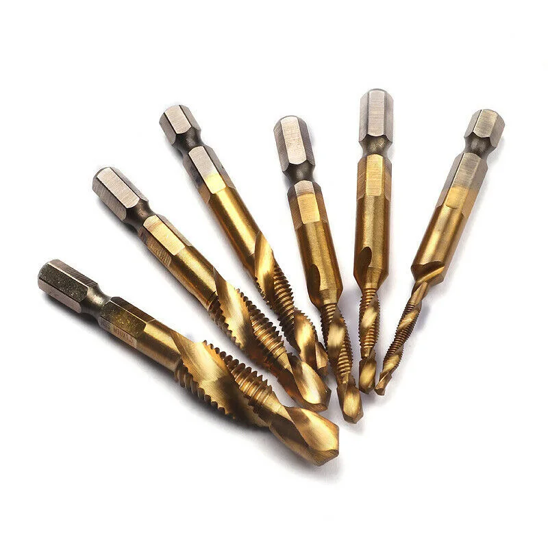 

High-Speed Steel Hexagonal Handle Three-in-One Composite Tap M3-M6 Drill Spiral Tap Drilling Tapping Integrated High-Speed Steel
