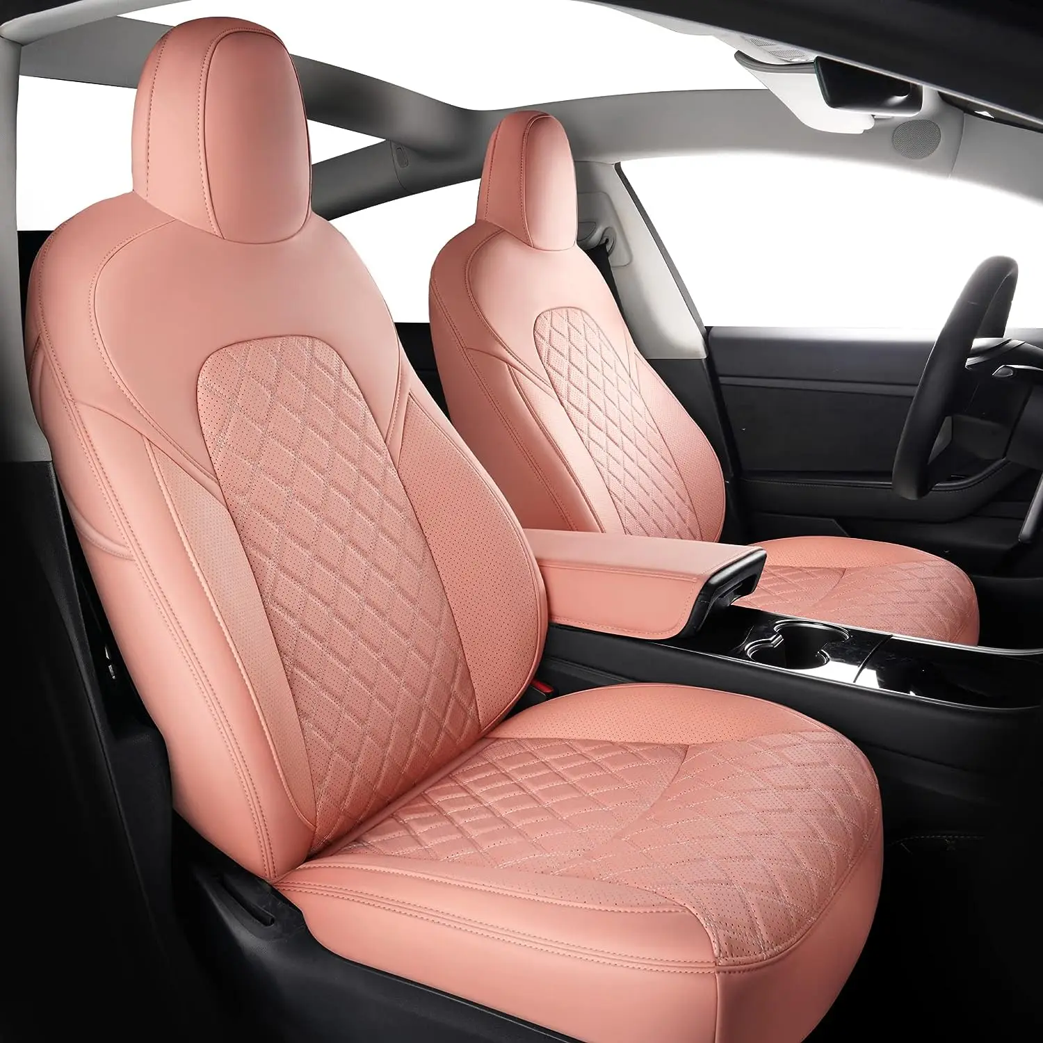 

Auto Full Coverage Faux Leather Custom Car Seat Covers Fit for Model 3