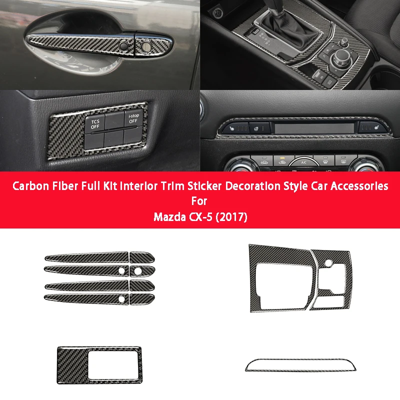 Купи Carbon Fiber Central Control Window Lift Cover Trim Interior Decoration Sticker Car Accessories For Mazda CX-5 2017 за 720 рублей в магазине AliExpress