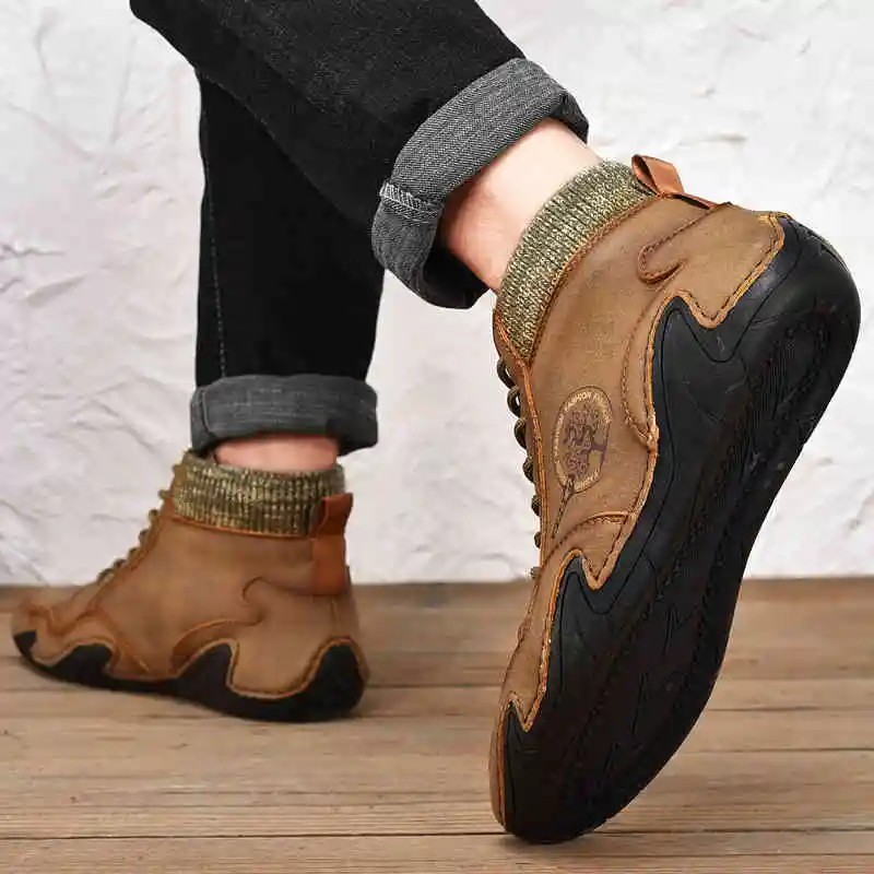 

Повышенная Мужская классическая обувь, Супермягкие мужские ботинки, дизайнерская обувь для тренировок, повседневные Необычные высокие муж...