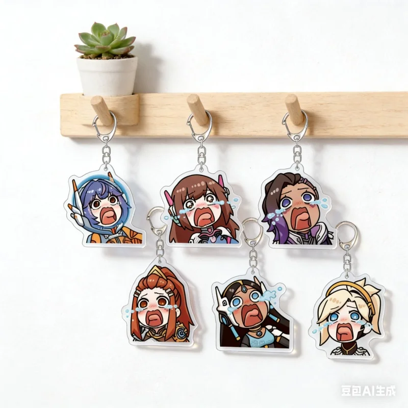 Фото Горячая игра Overwatch Q-версия акриловый брелок с подвеской сумка автомобильный брелок креативный популярный брелок для ключей ювелирные изделия подарки аксессуары 6 см №1