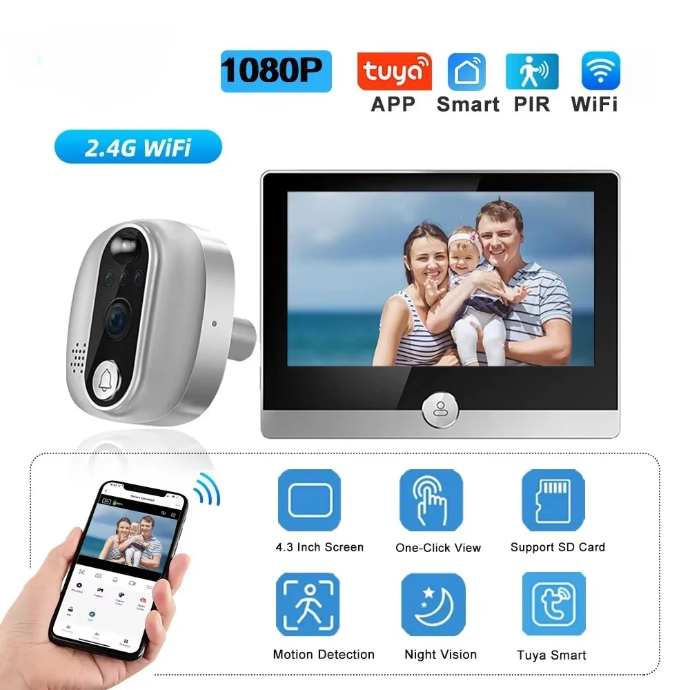 

WLSES умный дверной звонок с камерой 1080P