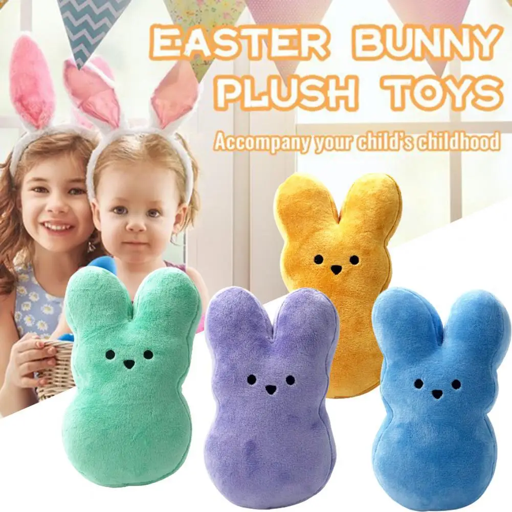 

Bunny Stuffed Toy Comfortable Anti-deformed Easter Animal Doll Bright Color Plush Delicate Craft Rabbit Stuffed Doll for Kids
