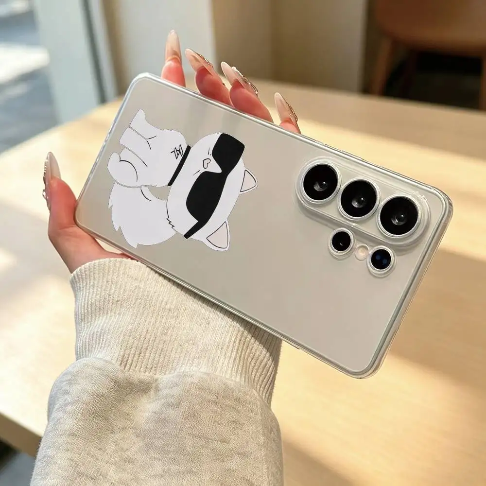 Фото Чехол для телефона K-Karls Lagerfelds C-Cat Gift для Samsung S25, S24, S22, S23, S30, Ultra, Plus, Fe, прозрачный №5