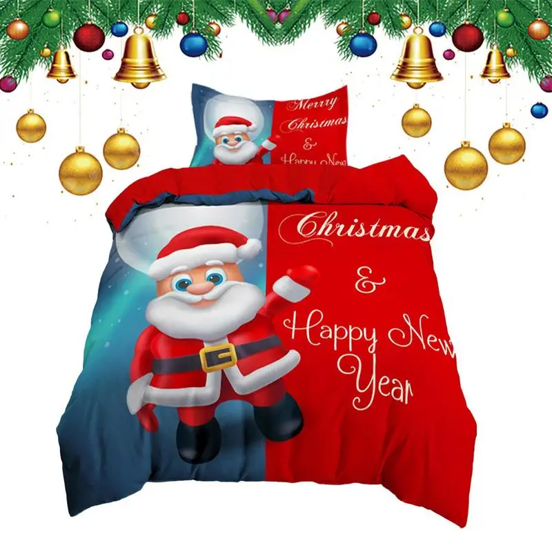 

Рождественский Комплект постельного белья с принтом QueenTwin, Рождественское украшение, домашнее постельное белье с подушкой, отличные рождественские подарки