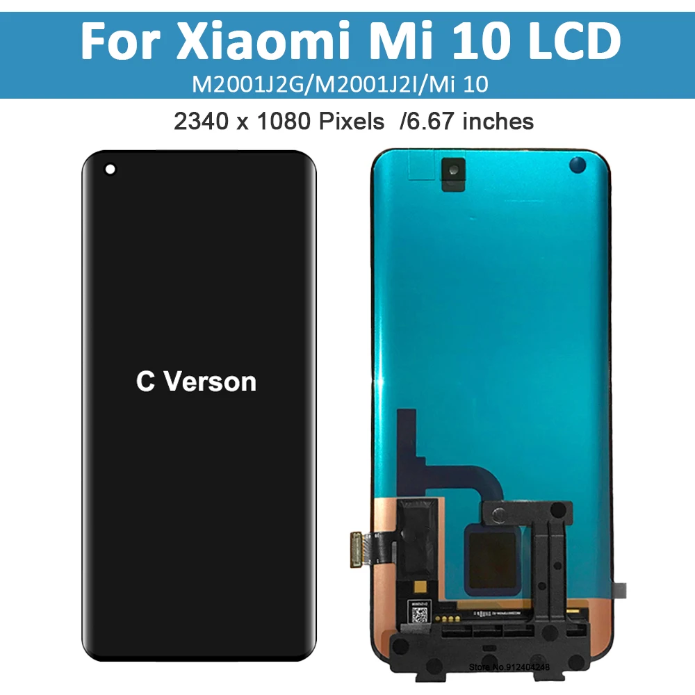 Фото 6,67 ''оригинальный AMOLED для Xiaomi Mi 10 LCD M2001J2G дисплей сенсорный экран дигитайзер экран в сборе для Xiaomi Mi 10 Pro 5G lcd №2