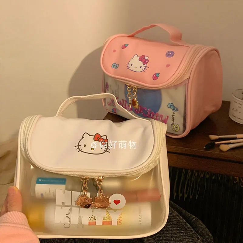 

Sanrios Kawaii аниме Hello Kitty Милая мультяшная косметичка большая емкость Портативная сумка для хранения портативная Сумочка для туалетных принадлежностей подарок