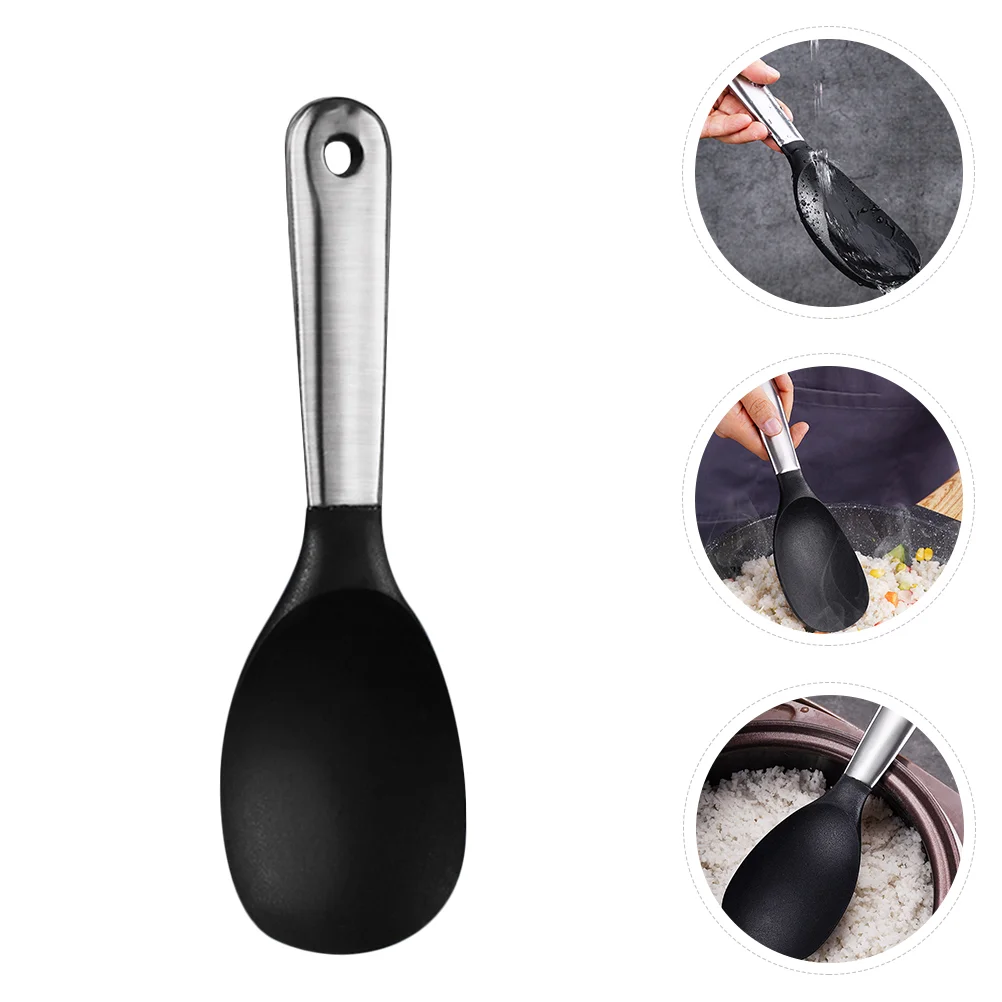 

Rice Spoon Paddle Standing Cooker Spatula Silicone Non Stick Serving Kitchen Stainless Steel Paddles Cooking Tong Scoop Tool