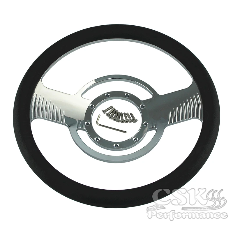 14&quot Chrome Half Wrap PVC 9 Bolt Steering Wheel For Chevy Tahoe GMC Jeep Cadillac |