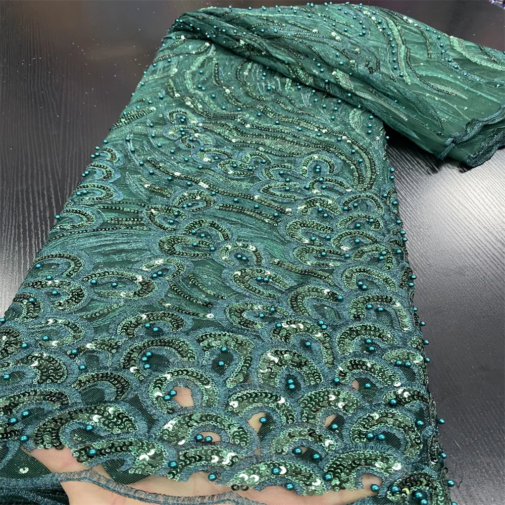 Африканский Тюль Кружевная Ткань 2024 Французская Сетка С Блестками Вышивка