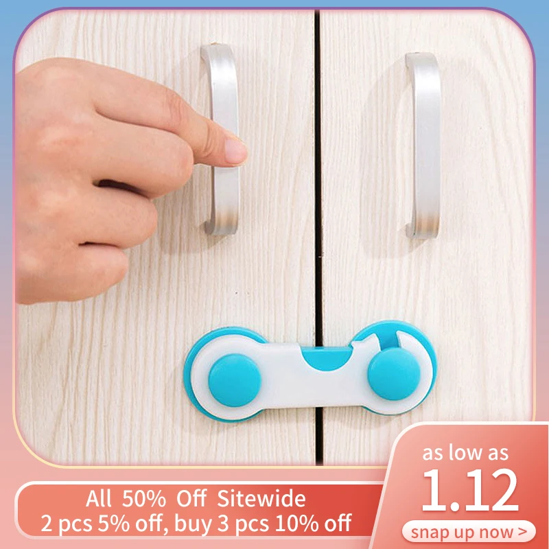 

5pcs/set Baby Safety Cabinet Locks 9.5cm Hosehold Plastic Strong Self Adhesive Child Protection Lock Fit Cupboard Drawer Door