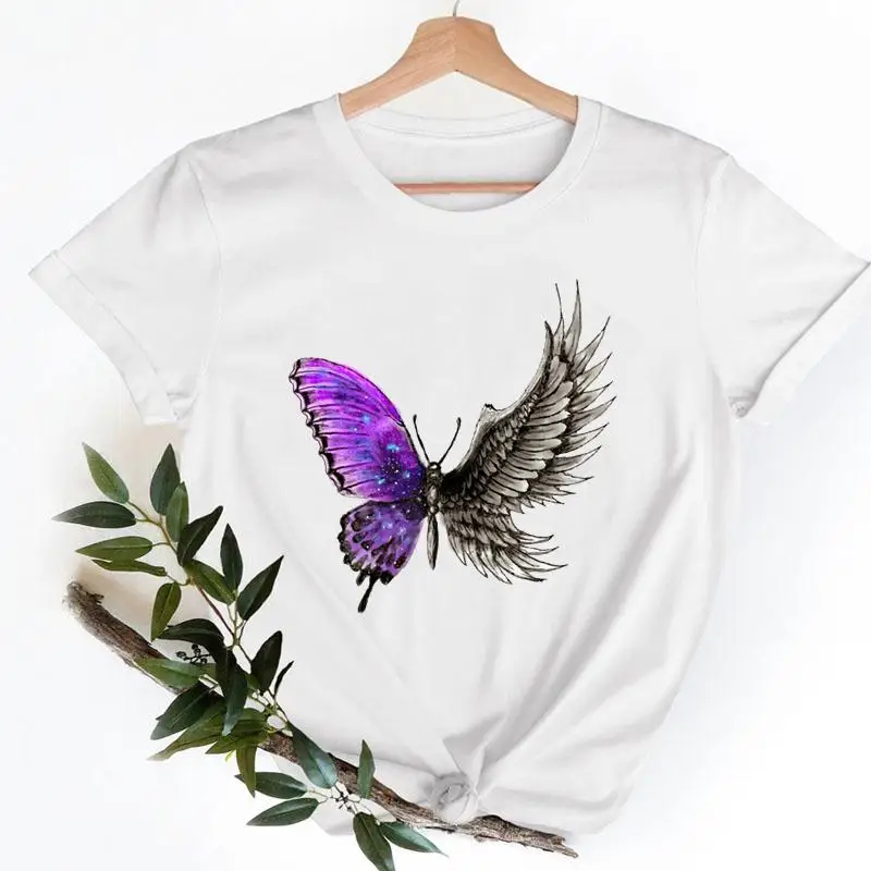 

Butterfly Trend Lovely Cute Women Short Sleeve Casual Tshirt Summer Top Female Fashion Clothes T Tee Shirt Lady Graphic T-shirts