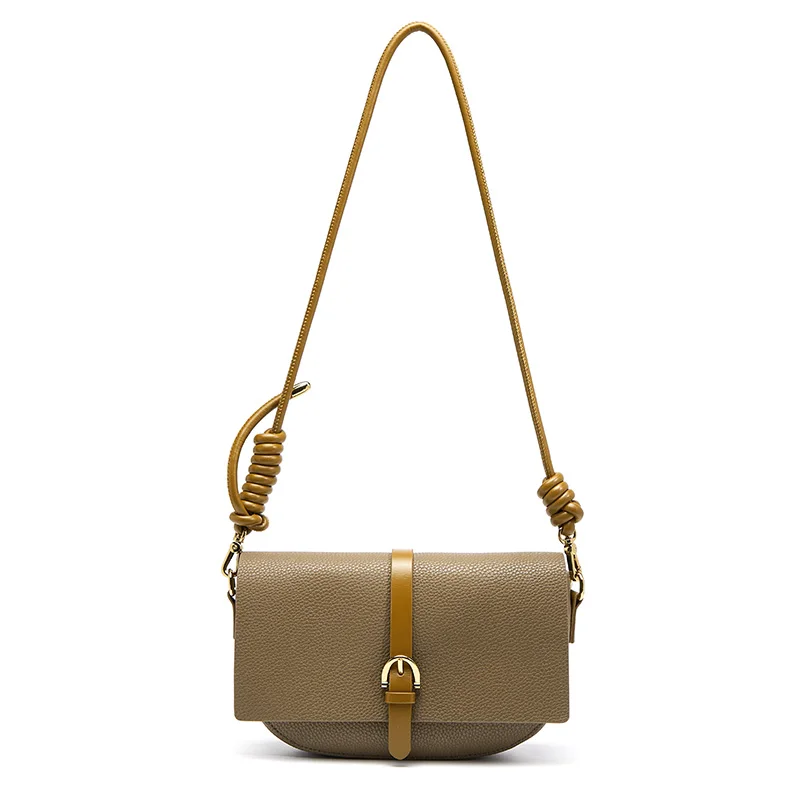 

Women's Bag 2022 New Cowhide Saddle Handbag Semicircle Fashion Color Matching Pack Casual Shoulder Cross-Body Bag For Commuting