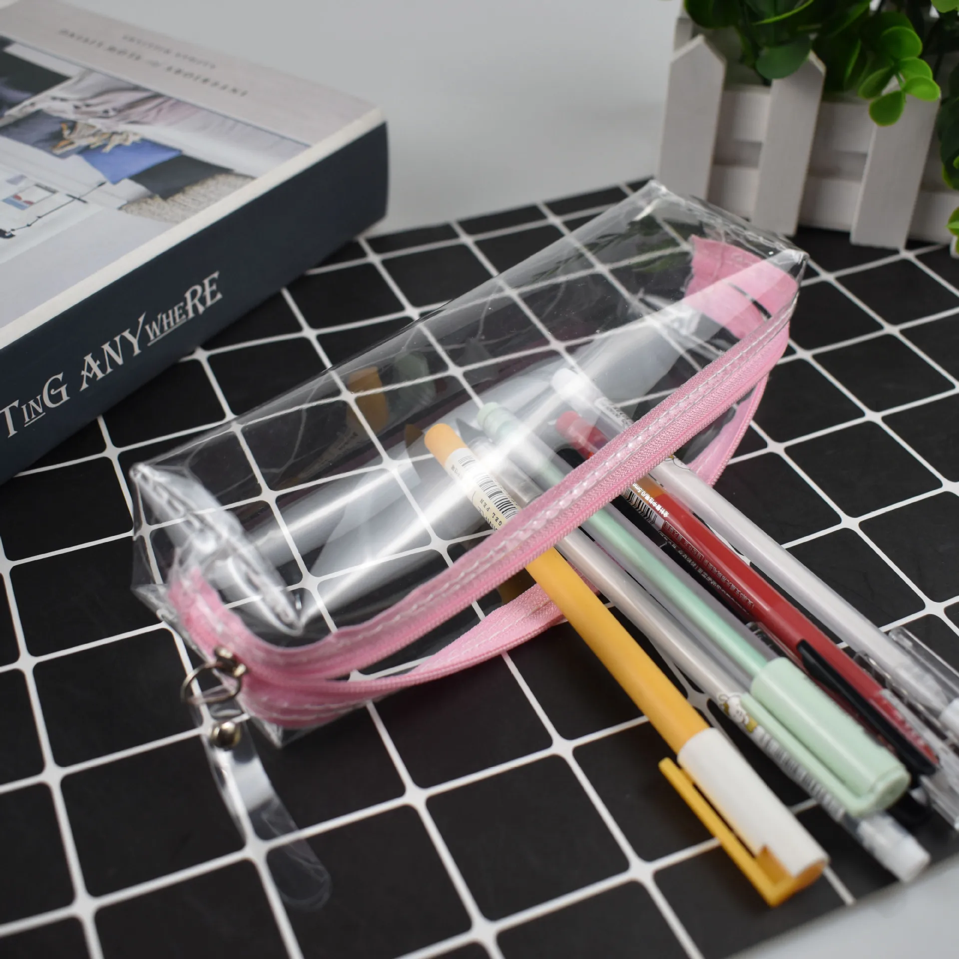 Transparentes Federmäppchen mit Reißverschluss, Stifttasche, Kosmetik- und Make-up-Tasche, Kleinigkeiten, Organizer, Schreibwaren, Geschenke, Schulbedarf – Detail 7