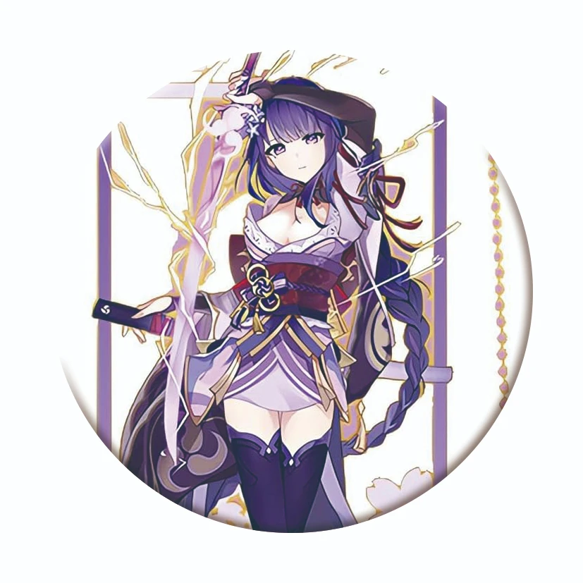 Фото Значок Lucky Fishsama Anime Genshin Impact Raiden Shogun, милые броши Ganyu, мультяшный значок для рюкзака, аксессуары для одежды, подарок №3